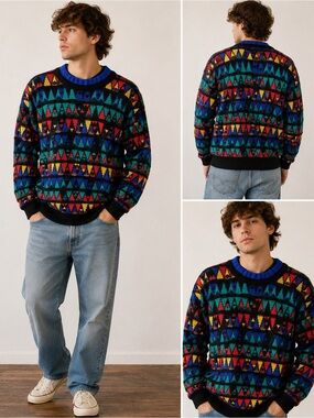 Vintage Britches of Georgetown Australia Pure Wool Geometric Sweater XL